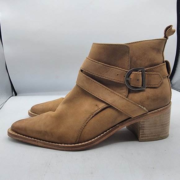Free People Womens Size 7 Brown Back Loop Ankle Boot Casual Going Out EU 37 - Picture 5 of 13